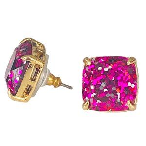 NEW Kate Spade Hot Pink Glitter Stud Earrings on Card w/Tag